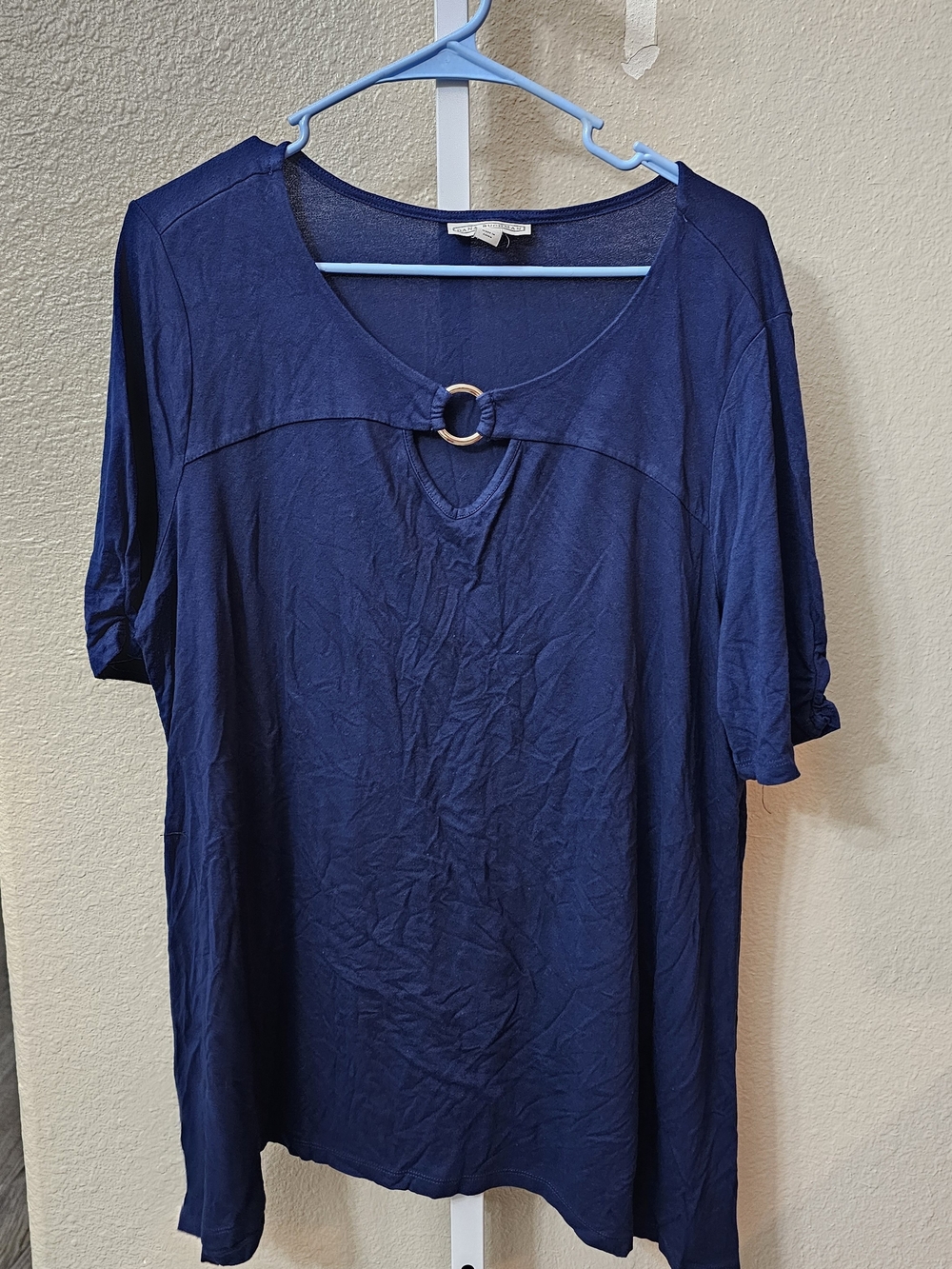 Dana Buchman Navy Ring-Detail Tunic Top XL